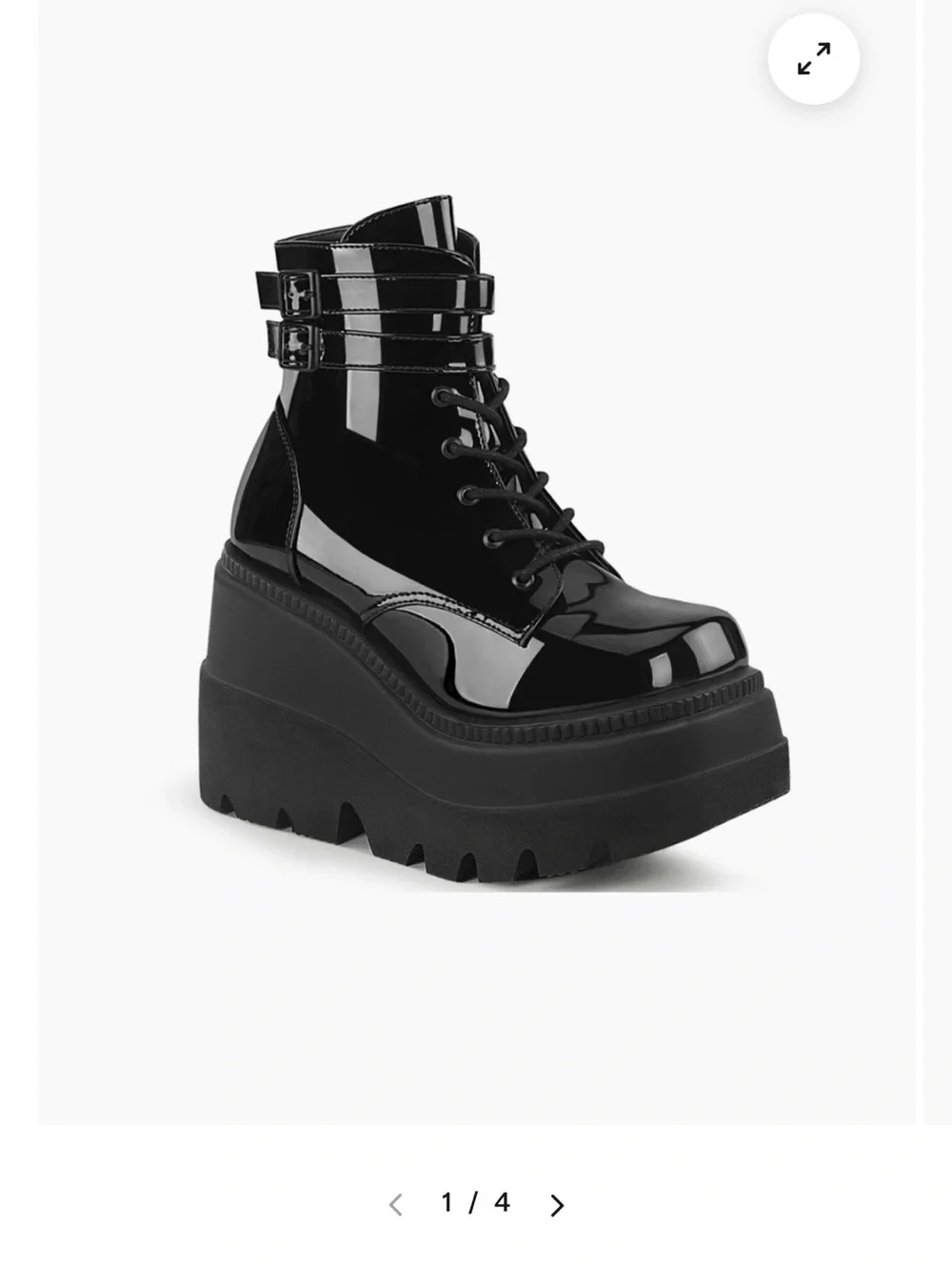 NEW NO BOX DEMONIA WOMEN’S SIZE 11 SHAKER-52 Vegan Black Patent Platform Boots